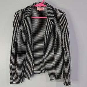 Monteau Black and White Striped Blazer